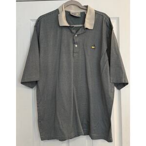 VTG Masters Polo Shirt Mens XL Green Striped Augusta National 100% Cotton Golf‎